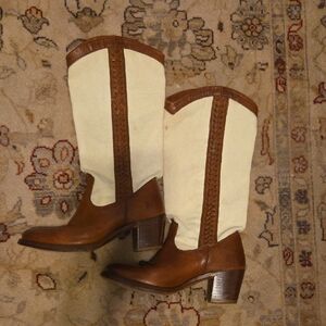 Frye Canvas And Leather Boots